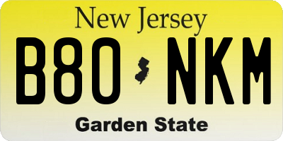 NJ license plate B80NKM