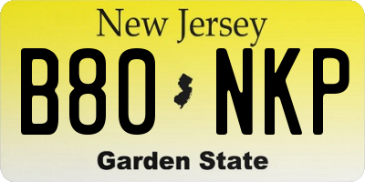 NJ license plate B80NKP