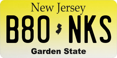 NJ license plate B80NKS