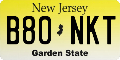 NJ license plate B80NKT