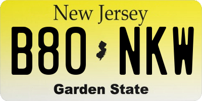 NJ license plate B80NKW