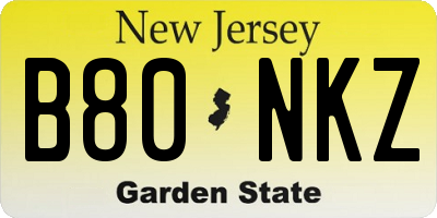 NJ license plate B80NKZ