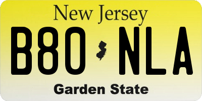NJ license plate B80NLA