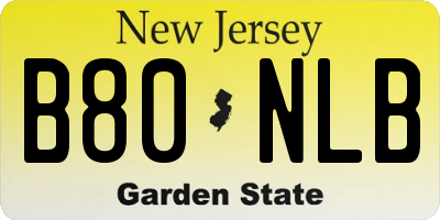 NJ license plate B80NLB