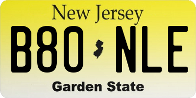NJ license plate B80NLE
