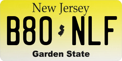 NJ license plate B80NLF