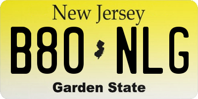 NJ license plate B80NLG