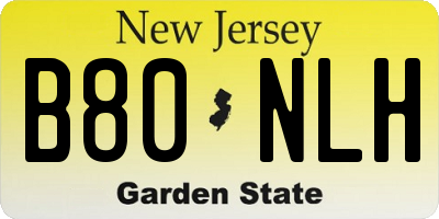 NJ license plate B80NLH