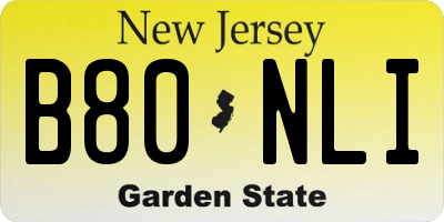 NJ license plate B80NLI