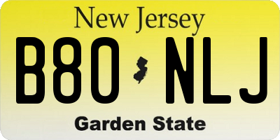NJ license plate B80NLJ