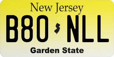 NJ license plate B80NLL