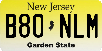 NJ license plate B80NLM