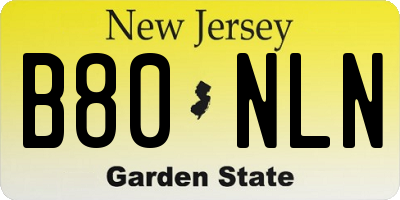 NJ license plate B80NLN