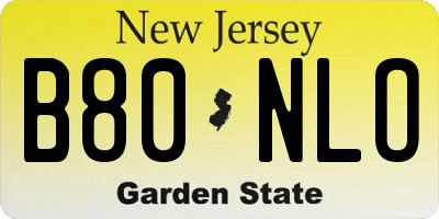NJ license plate B80NLO