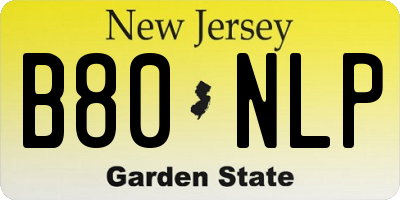 NJ license plate B80NLP