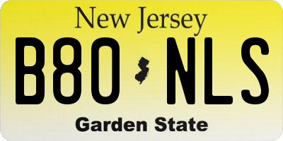 NJ license plate B80NLS