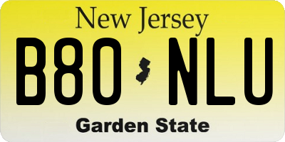 NJ license plate B80NLU
