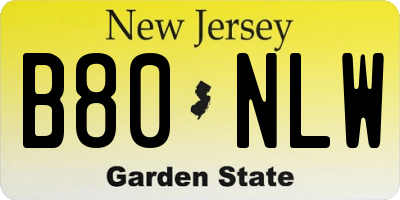 NJ license plate B80NLW