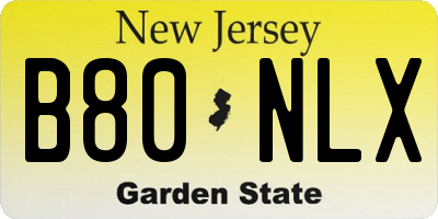 NJ license plate B80NLX