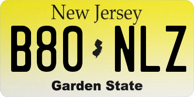 NJ license plate B80NLZ