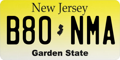 NJ license plate B80NMA