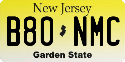NJ license plate B80NMC