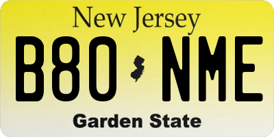 NJ license plate B80NME