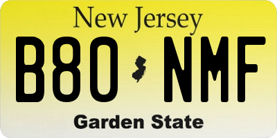 NJ license plate B80NMF