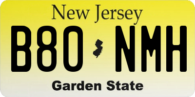 NJ license plate B80NMH