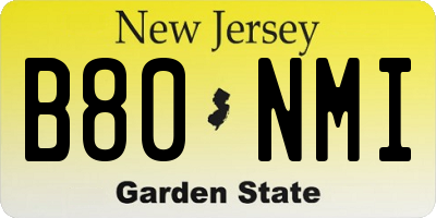 NJ license plate B80NMI