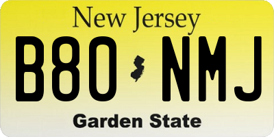 NJ license plate B80NMJ