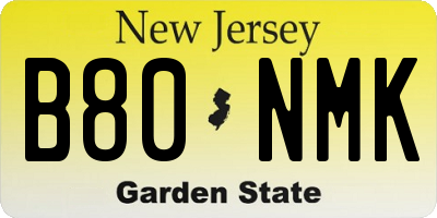 NJ license plate B80NMK