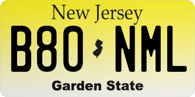 NJ license plate B80NML