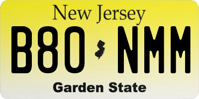 NJ license plate B80NMM