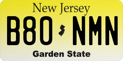 NJ license plate B80NMN