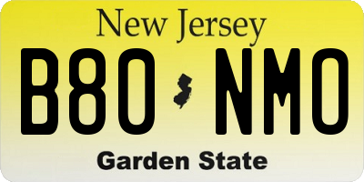 NJ license plate B80NMO