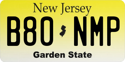 NJ license plate B80NMP