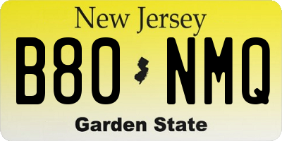 NJ license plate B80NMQ