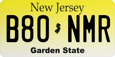 NJ license plate B80NMR