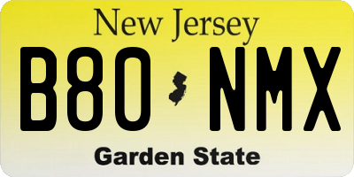 NJ license plate B80NMX