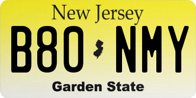 NJ license plate B80NMY