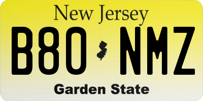 NJ license plate B80NMZ