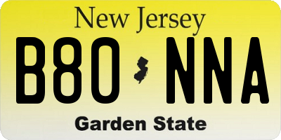 NJ license plate B80NNA