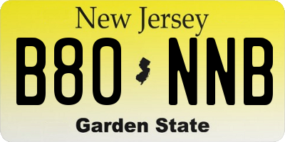 NJ license plate B80NNB