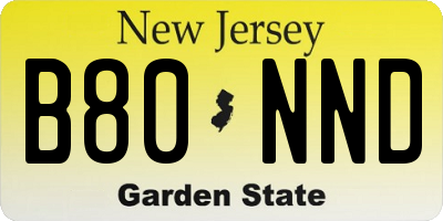 NJ license plate B80NND