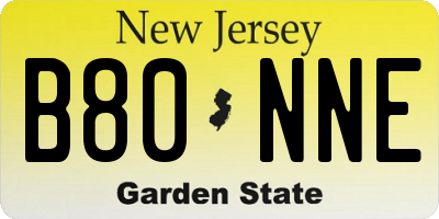 NJ license plate B80NNE