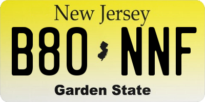 NJ license plate B80NNF