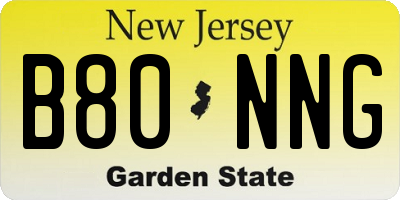 NJ license plate B80NNG
