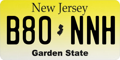 NJ license plate B80NNH