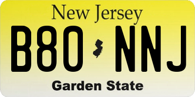 NJ license plate B80NNJ